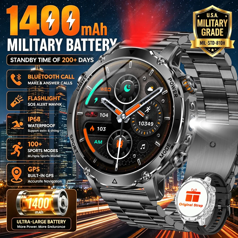 Japanese Lifestyle Brand - Brand+1400mAh Big Battery Smartwatch Men 1.7