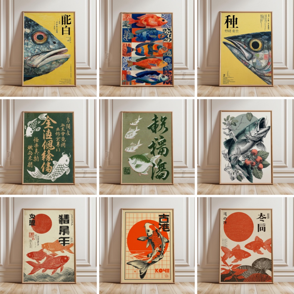 Gold Fish Poster Japanese Koi  - Japanese Zen Lifestyle ulasan dan harga