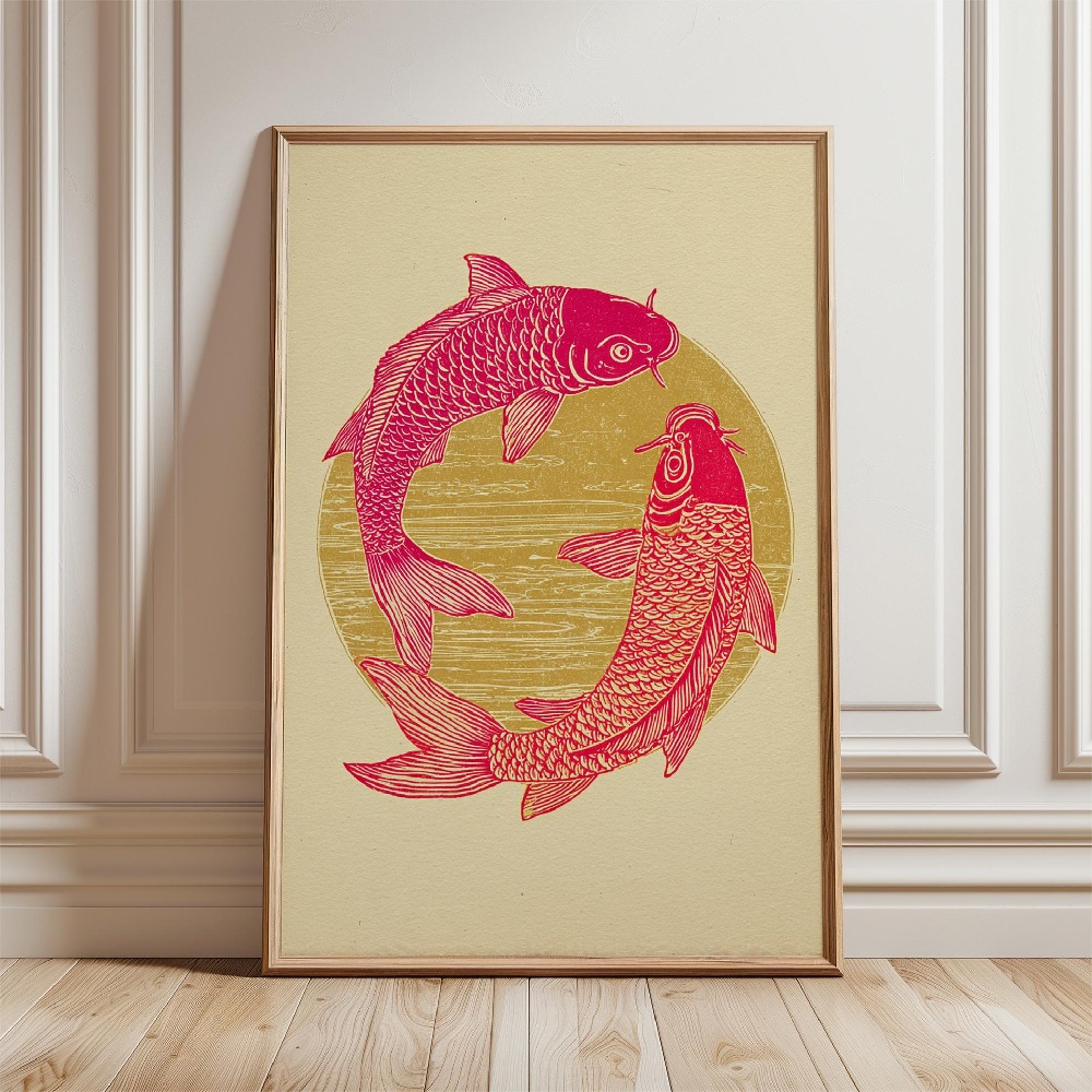 Gold Fish Poster Japanese Koi  - Japanese Zen Lifestyle ulasan dan harga
