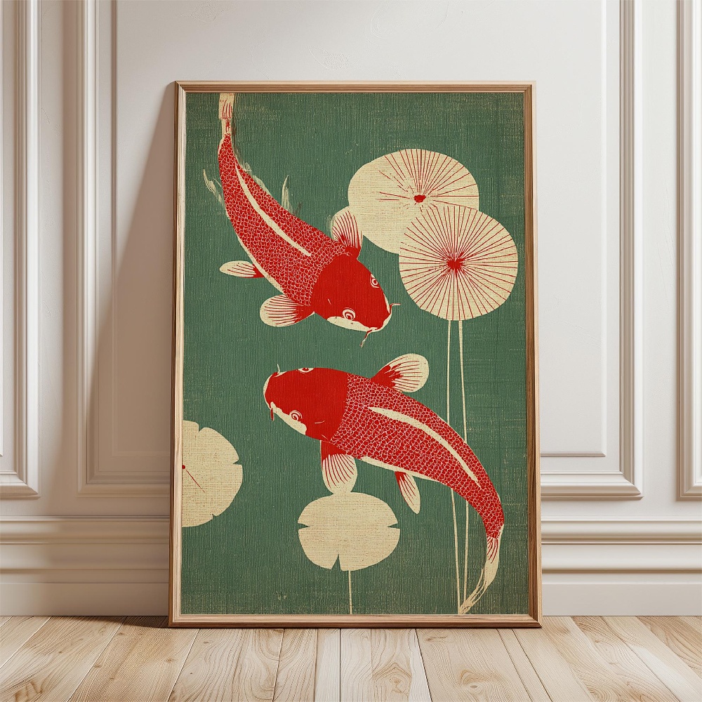 Gold Fish Poster Japanese Koi  - Japanese Zen Lifestyle ulasan dan harga