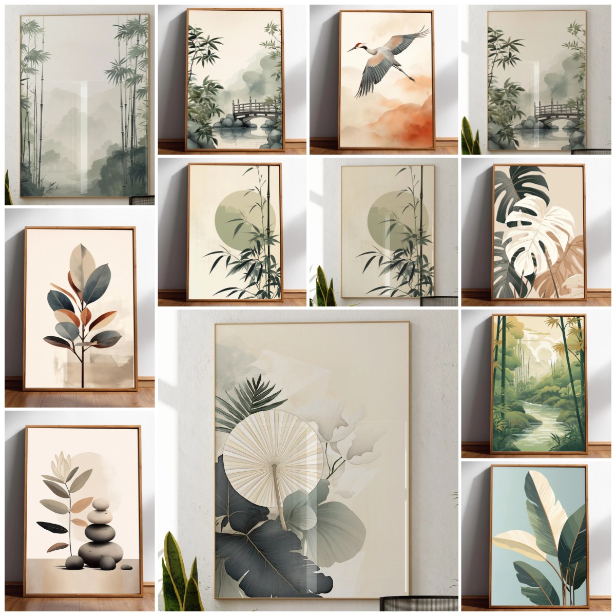 Japandi Wall Art Minimal Botan - Japanese Zen Lifestyle ulasan dan harga