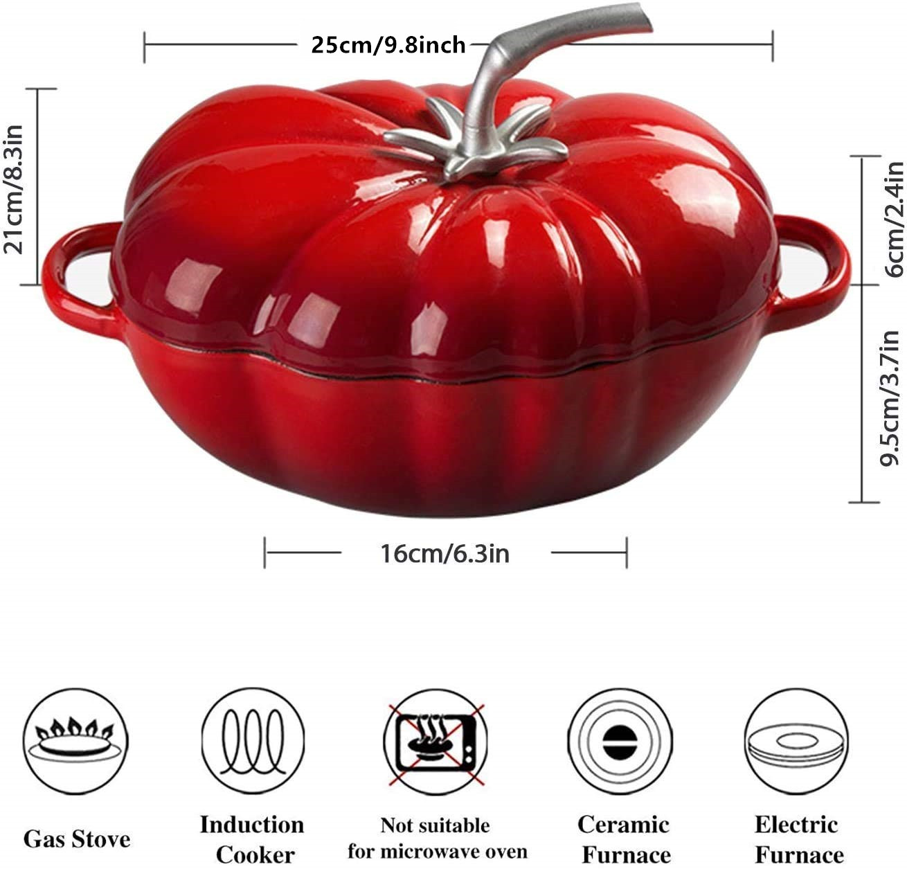 25cm Tomato Enameled Cast Iron - Cast Iron Tetsubin ulasan dan harga