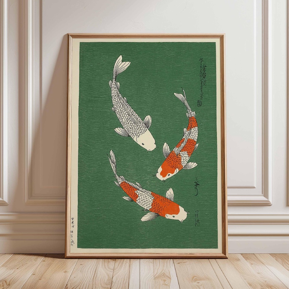 Japanese Koi Fish Poster Gold  - Japanese Zen Lifestyle ulasan dan harga