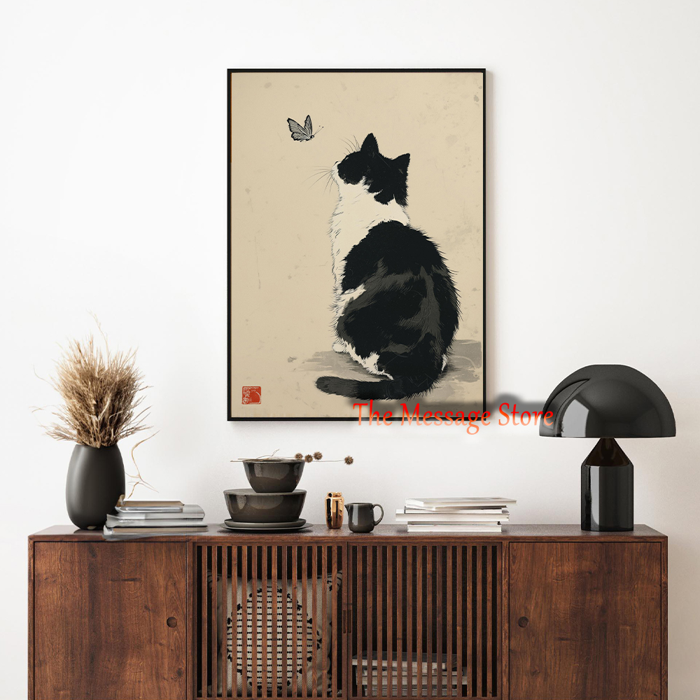 Black Cow Cat Japanese Minimal - Japanese Zen Lifestyle ulasan dan harga
