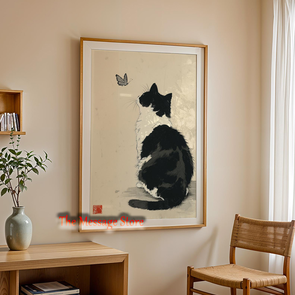 Black Cow Cat Japanese Minimal - Japanese Zen Lifestyle ulasan dan harga