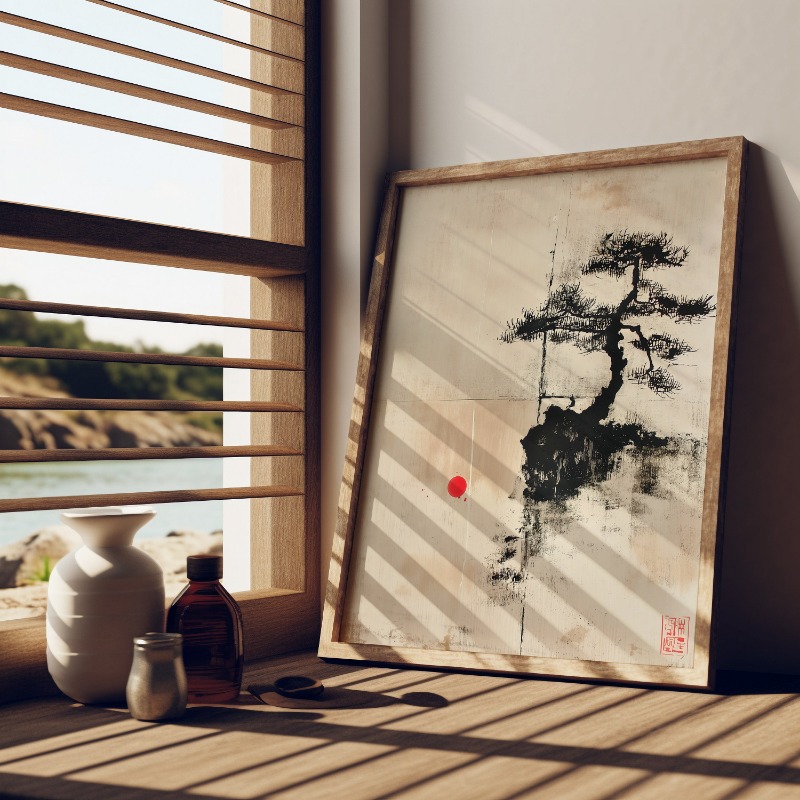 Japanese Ink Style Zen Bonzai  - Japanese Zen Lifestyle ulasan dan harga