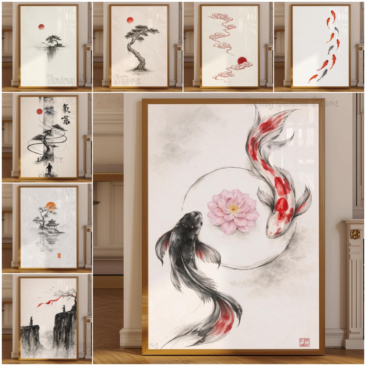 Japanese Ink Wash Landscape Po - Japanese Zen Lifestyle ulasan dan harga